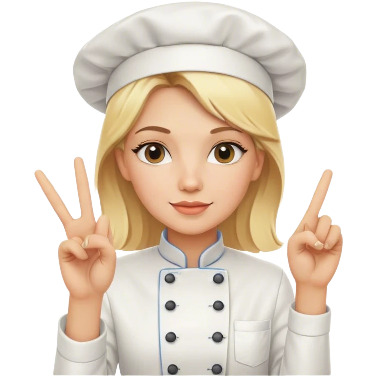 Blonde female chef with peace sign  emoji