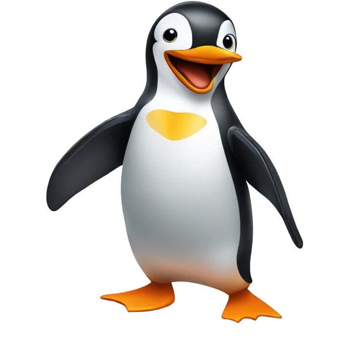 Singing penguin wearing swim fins emoji