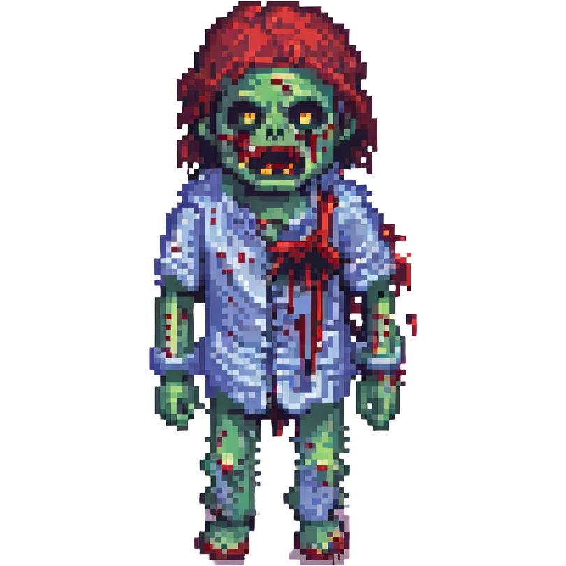zombie covered in blood, pixel art style emoji