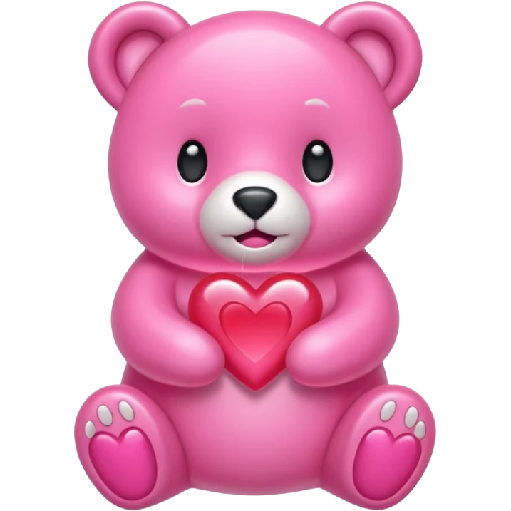 Oso gummy color aguamarina corazón rosa emoji