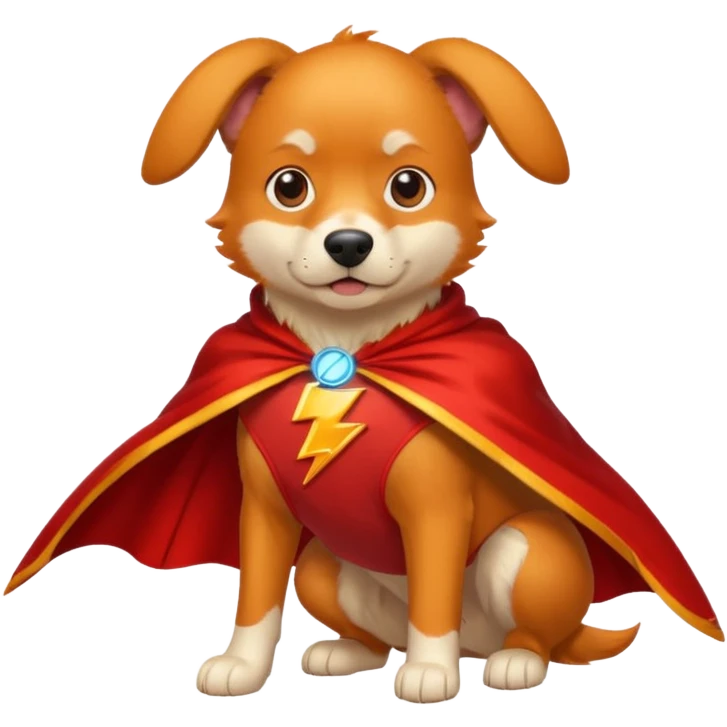 Orange dog wearing red lightning cape emoji