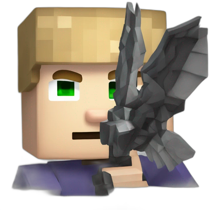 Minecraft Steve fighting with ender dragon emoji
