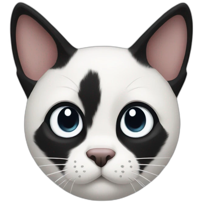 Black and white cat with black nose emoji