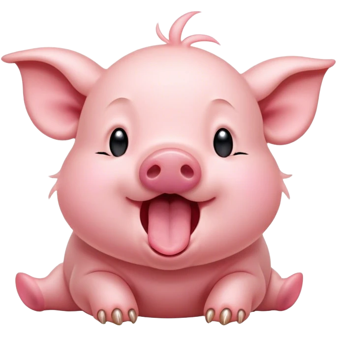 Cinematic Cute Yawning Piglet Portrait Emoji, Head tilted slightly with a dramatic, wide-open yawn, showcasing a soft, delicate rosy-pink hide with tiny droopy ears, round beady eyes barely open in drowsy contentment, Simplified yet irresistibly adorable features, highly detailed, glowing with a soft, cozy glow, high shine, relaxed yet expressive, stylized with a touch of playful whimsy, bright and endearing, soft glowing outline, capturing the essence of a sleepy yet affectionate piglet, so drowsy it feels like it could stretch out of the screen and curl up for a nap! emoji