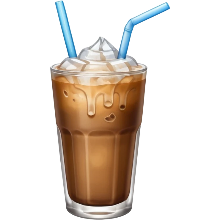 cold coffee light brown color with straw and ice  emoji