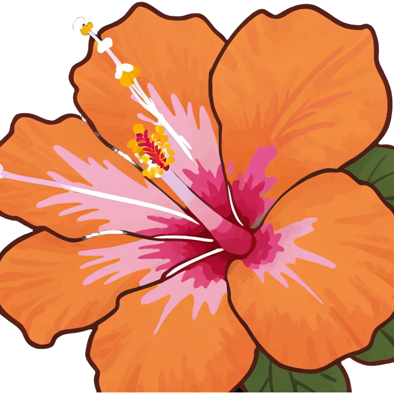pink and orange hibiscus flower￼ emoji