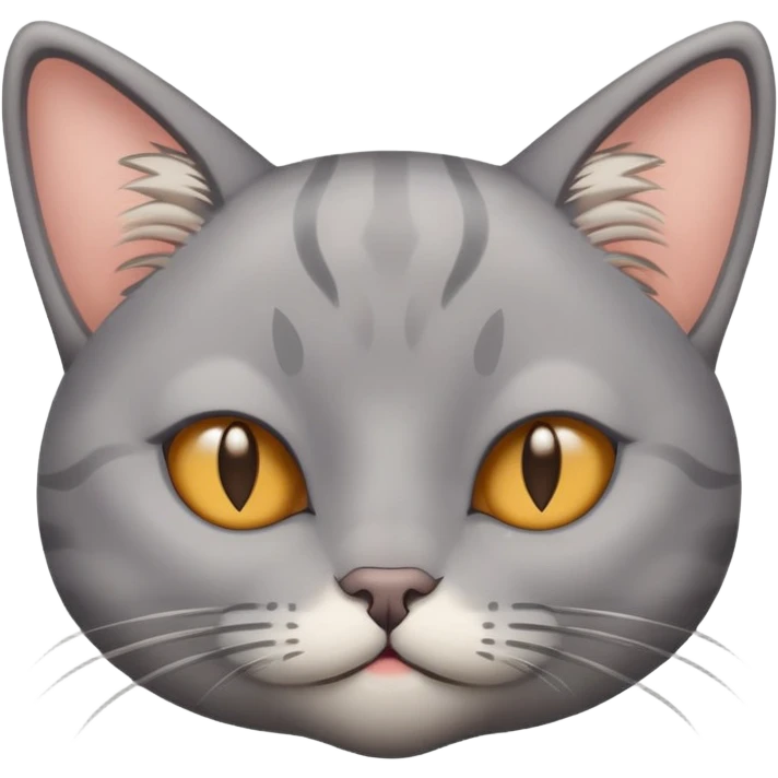 Tired but happy gray cat emoji