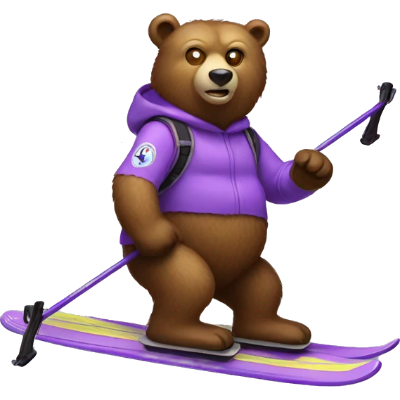 Bear on lilac ski  emoji