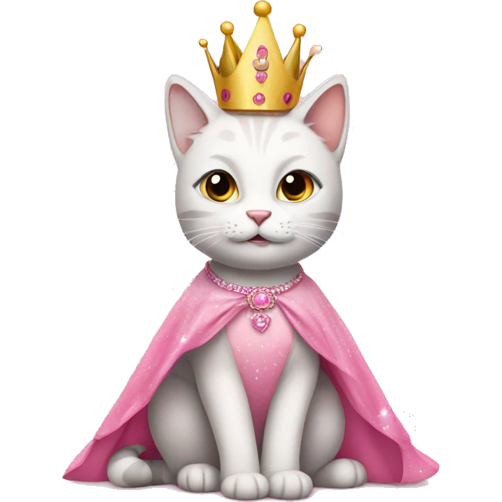 birthday cat in a pink princess dress emoji
