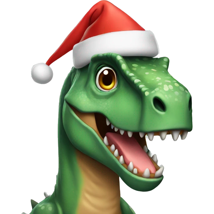 Dinosaur with Christmas hat emoji