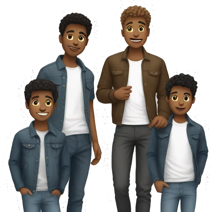 4 white teen men together emoji