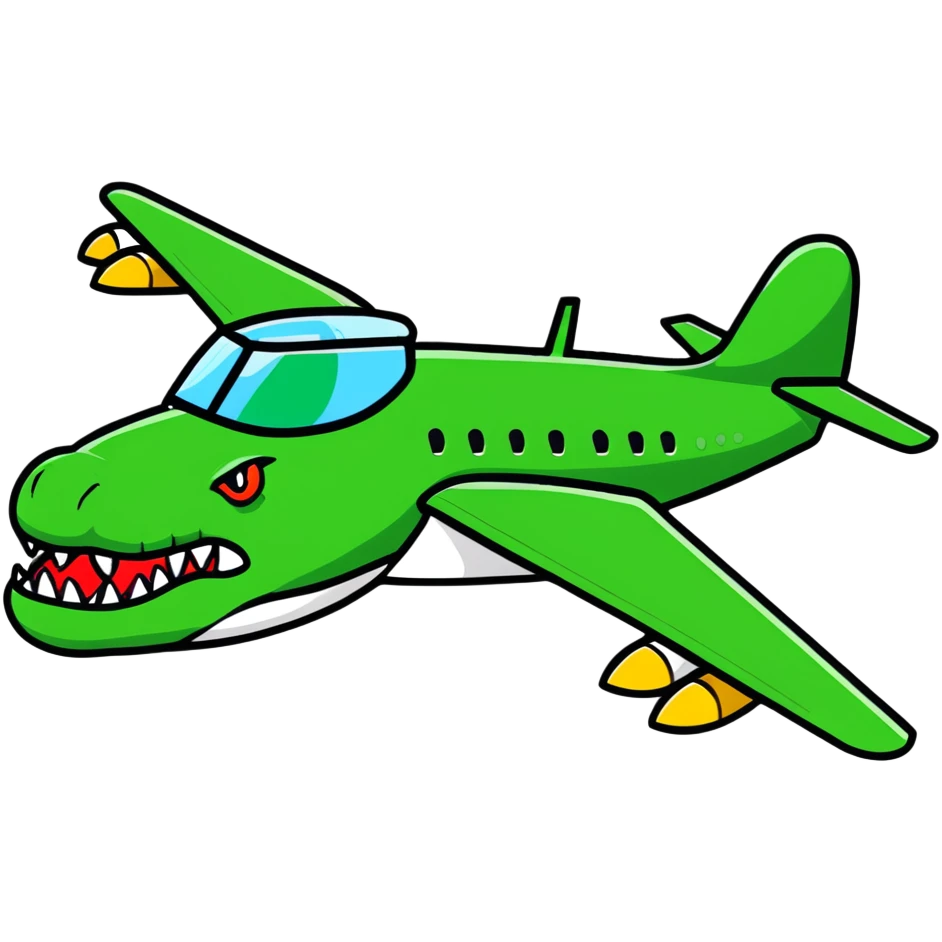 Crocodile bomber plane with sharp teeth emoji