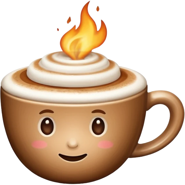Genera un emoji di un cappuccino senza sorriso con un solo manico senza fiamma sopra emoji