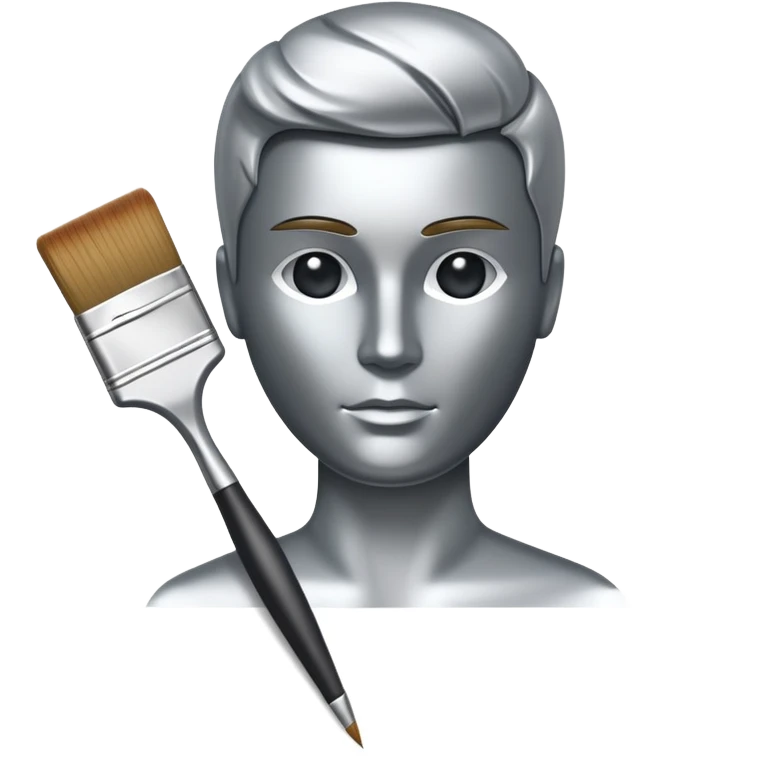 A paintbrush that transforms into a human silhouette, symbol of artistic identity emoji