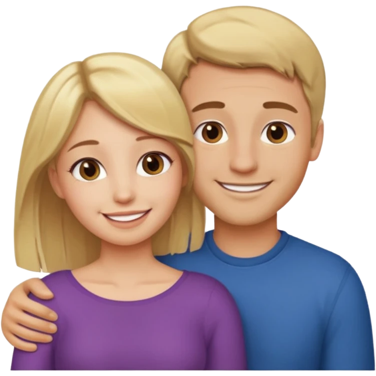 couple in a loving embrace, girl with blonde hair, man with brown hair emoji