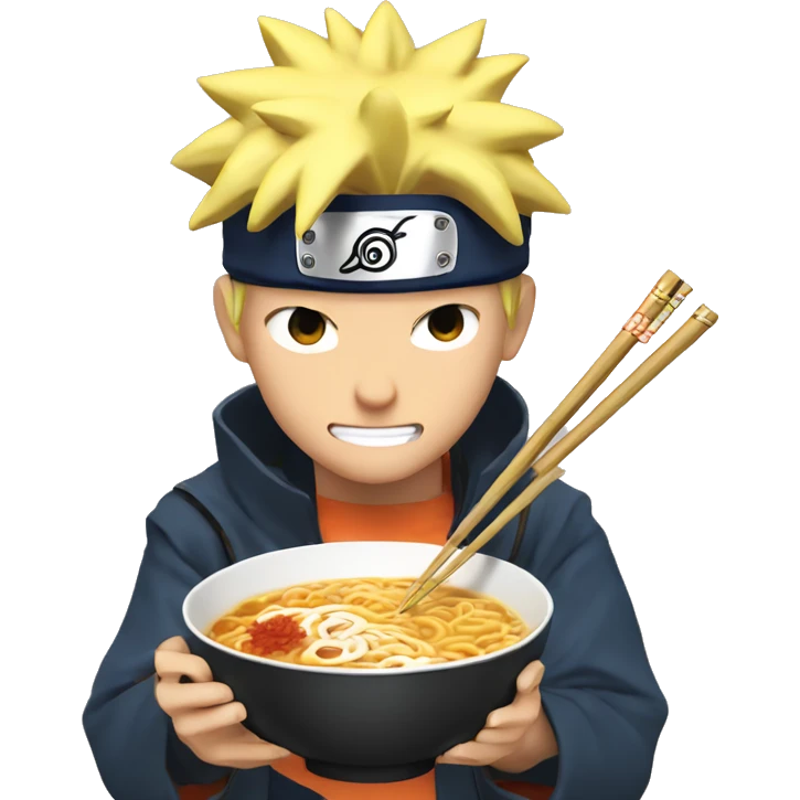 Naruto eating ramen with chopsticks emoji