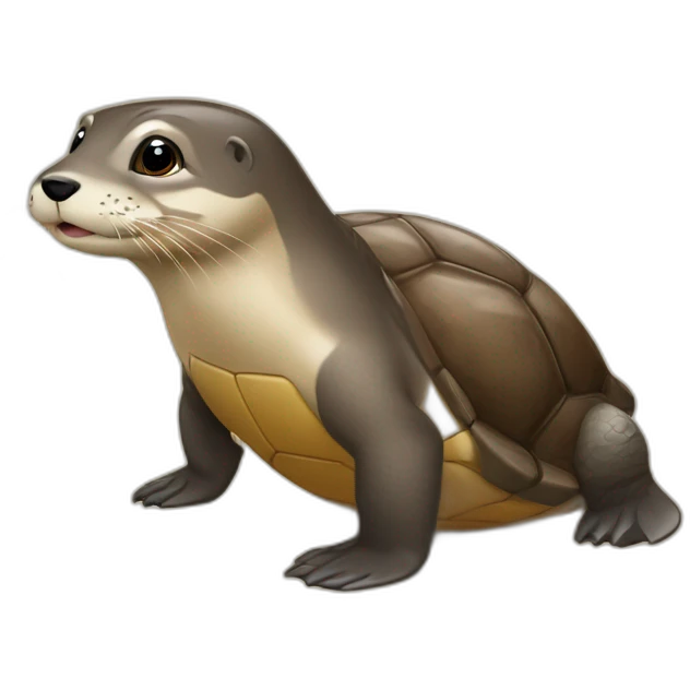 Une loutre sur une tortue emoji
