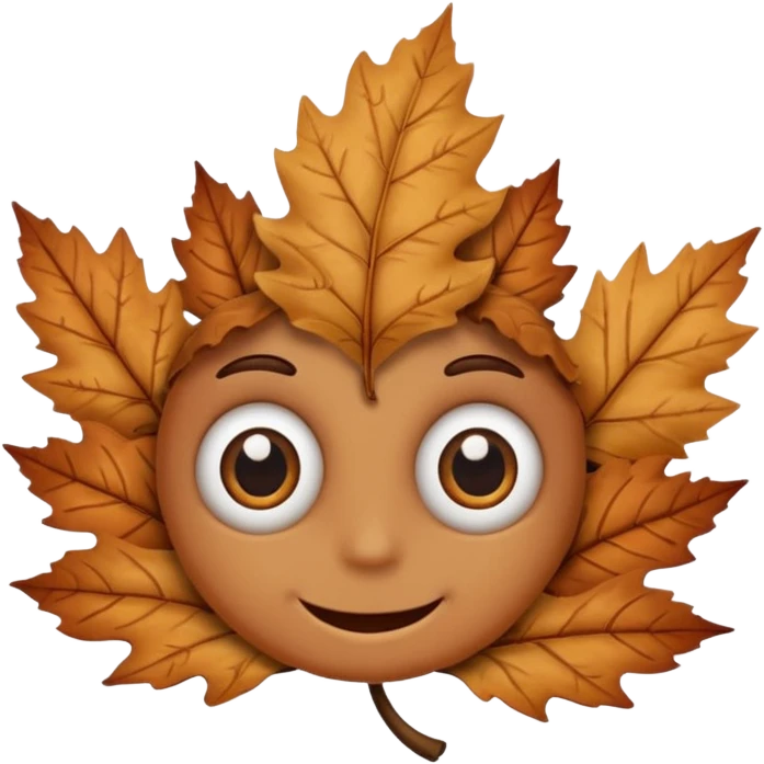 comic dryleaf with eyes and a smile in brown emoji