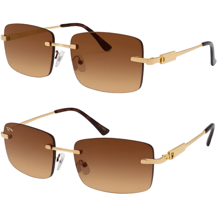 tiny Y2K brown rimless sunglasses, narrow rectangular lenses emoji