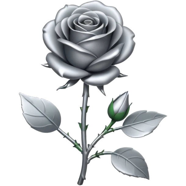 gray metal chrome rose, without green leaves, just flower emoji