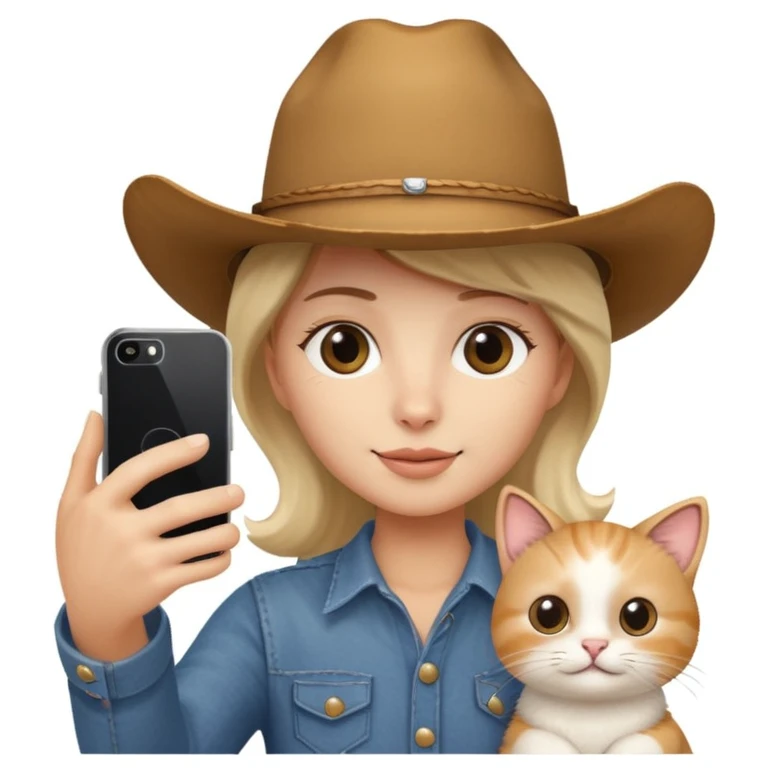 Selfie wearing cowboy cat in Australia  emoji
