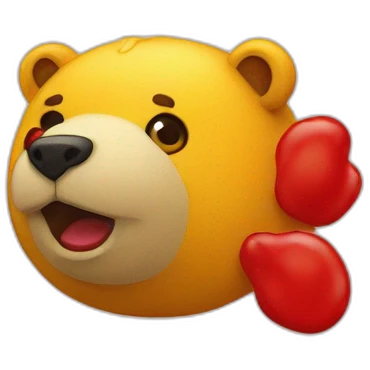 ours jaune avec un mayo rouge emoji