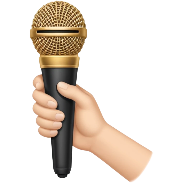 Uma mão segurando um microfone emoji