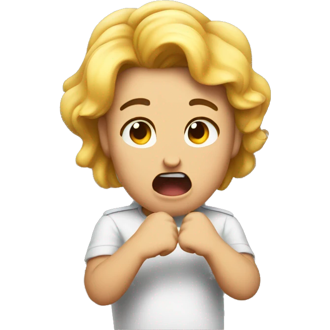 yelling but cute with hands in fists but  emoji