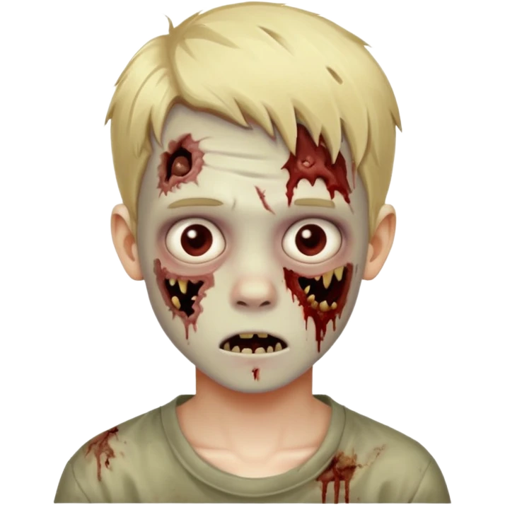 Cute blonde boy, 16 years old zombie emoji