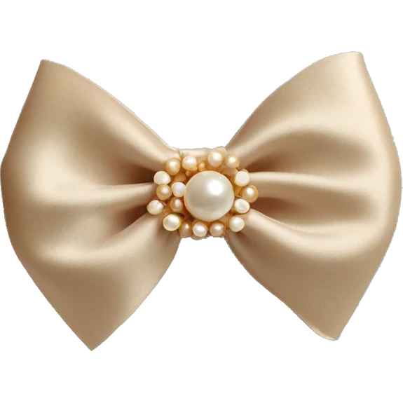 beige silk bow with pearls stud emoji