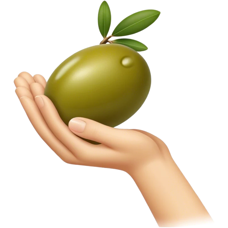 Hand catches 1 green olive emoji