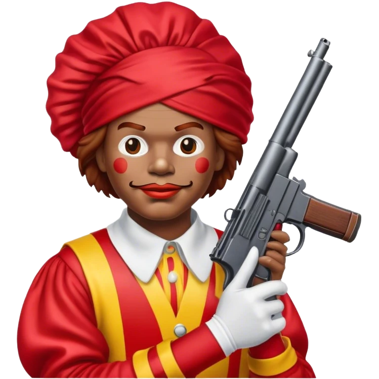 Ronald Mcdonald with a durag and gun emoji