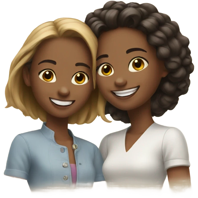 sisters sharing smiles and style emoji