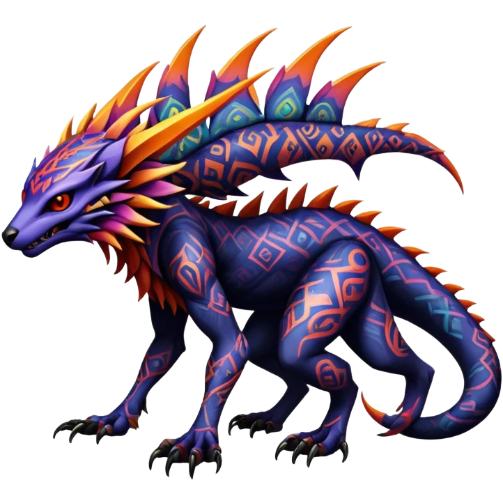Gothic badass cool complex exotic colorful aesthetic-scenery-vernid-Fakémon-creature (full body) emoji