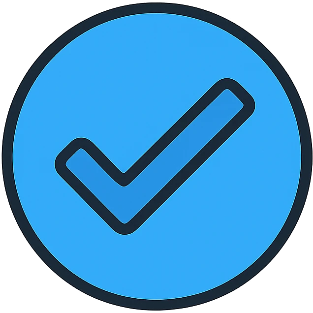 blue check icon, outlined, simple, modern, for verification badge emoji