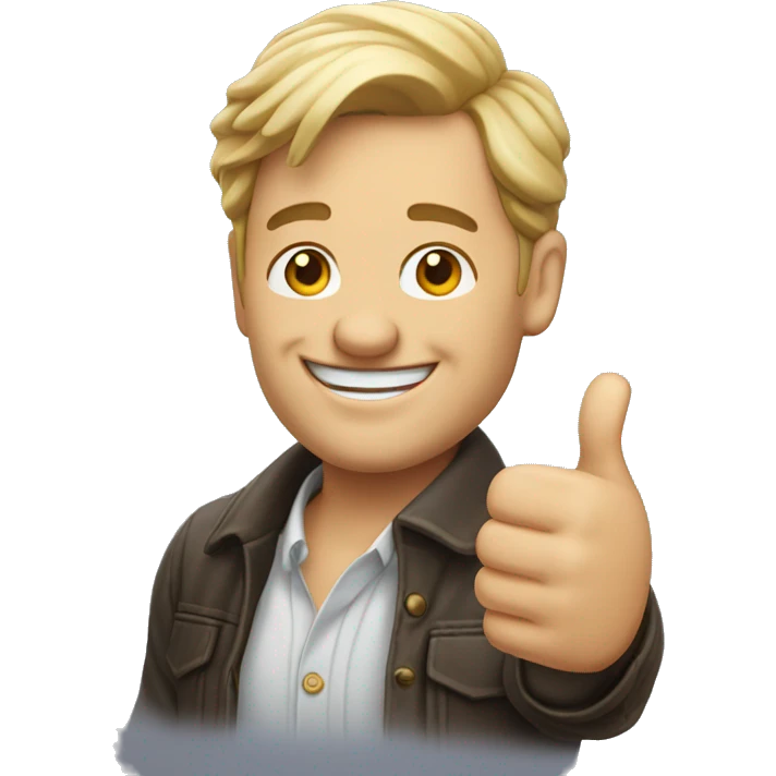 Smiling French man showing thumbs up  emoji