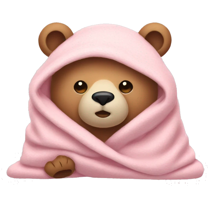 bear cozy in a light pink blanket emoji
