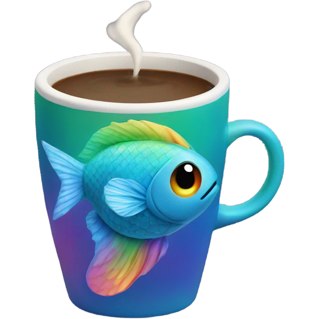 rainbow fish drinking a coffee emoji