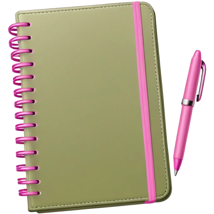 Light olive Planner open notebook with pink pen emoji