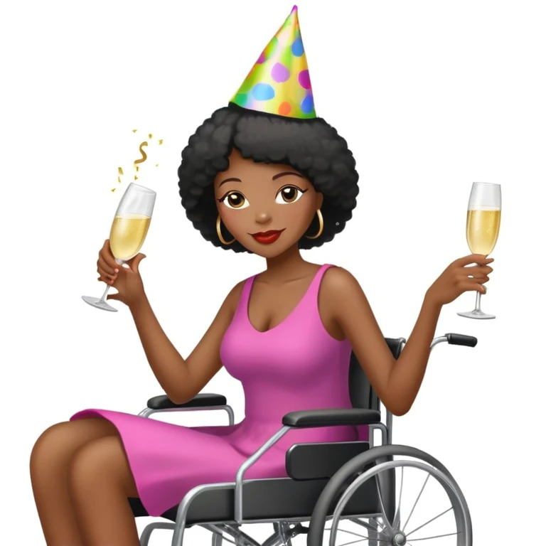 party drinker black woman in wheelchair emoji