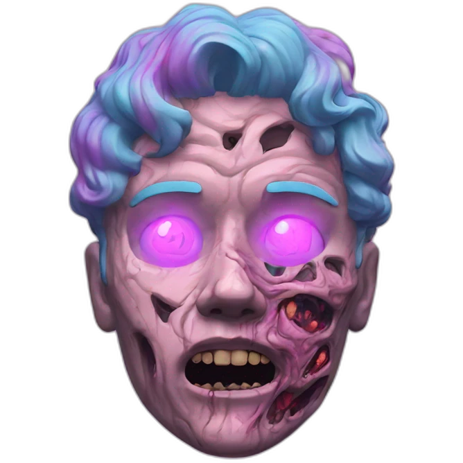 Vaporwave person, half person face half zombie face emoji