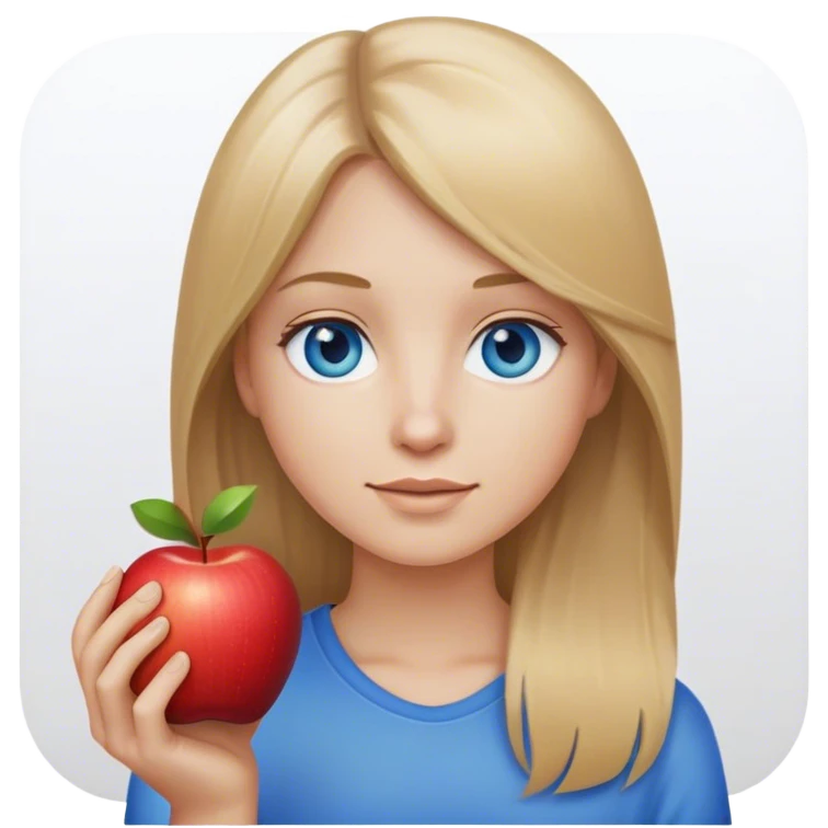dirty blonde straight hair with blue eyes Apple person emoji emoji