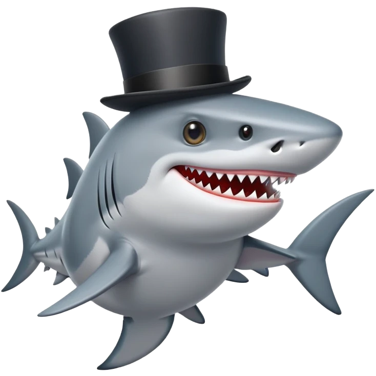 Shark with a top hat emoji