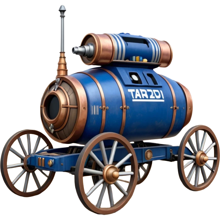 Old American West tarnished R2D2 bounty hunter 1854 delicately ornate rosegold accents painted dune buggy buckboard wagon powered by electric motors and batteries with safety features and belts flying rapidly across rough dusty terrain stable on strong agile futuresteampunk suspension and steering  emoji