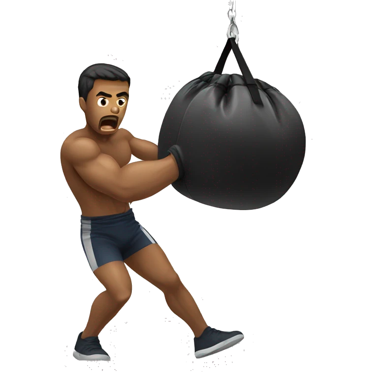 Man punching a punching bag emoji