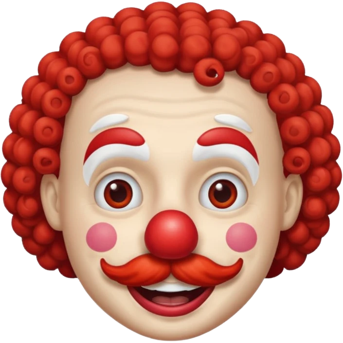 Classic clown — curly mustache, red nose emoji