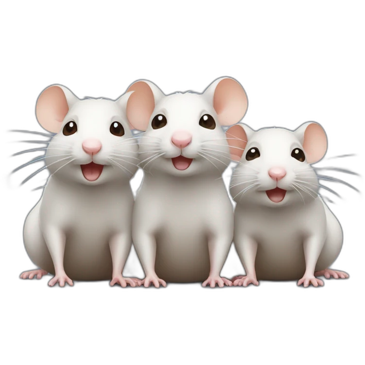 Three cute rats, one white, the other two brown emoji