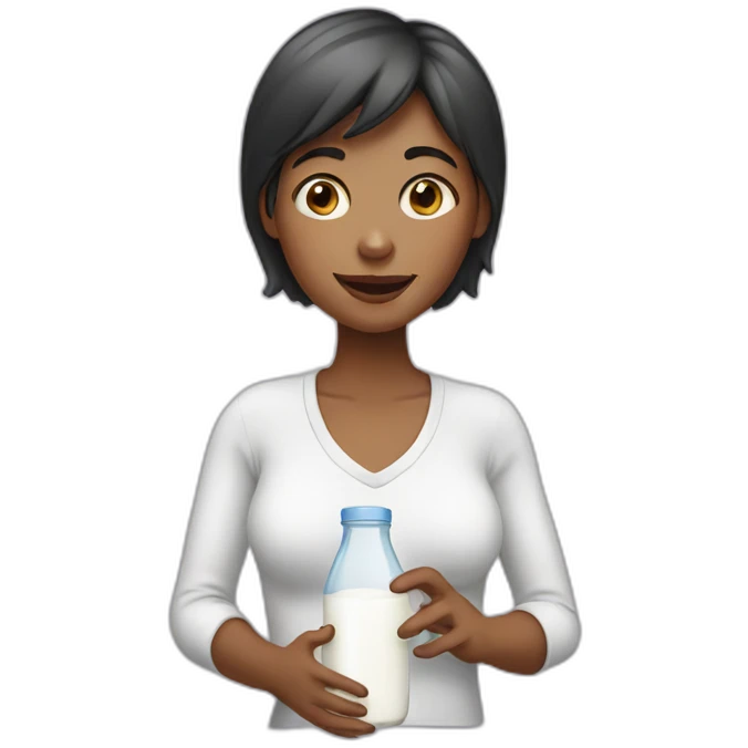 woman with milk on he face emoji