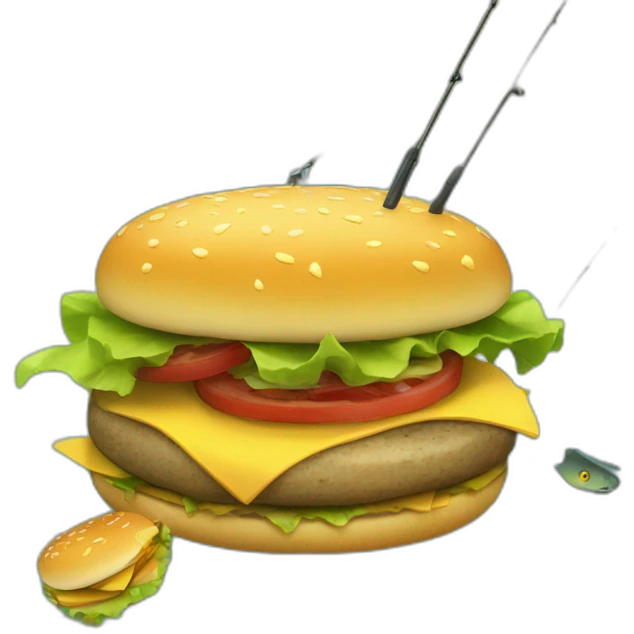 cheeseburger fishing emoji