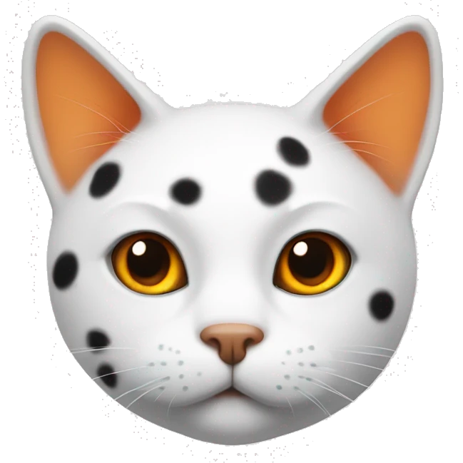 White cat with black and orange spots on the head emoji